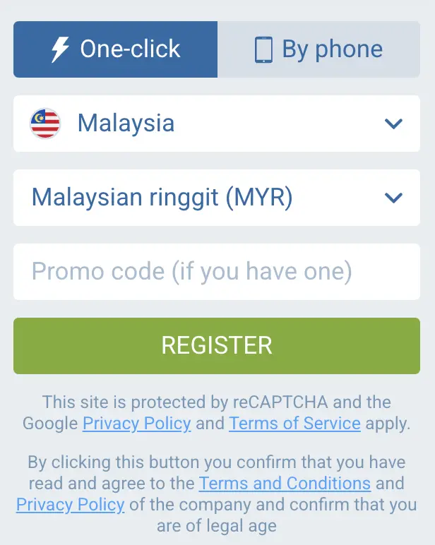 1xbet Malaysia Register